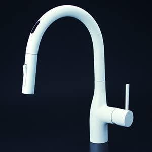 KVK (寒)シングルレバー式シャワー付混合栓(センサー付)(eレバー)マットホワイト KM6071ZECM4