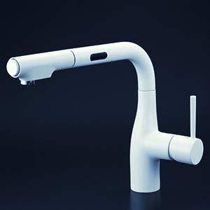 KVK シングルレバー式シャワー付混合栓(センサー付)(eレバー)マットホワイト KM6111ECM4