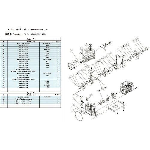 アルバック機工(Ulvac Kiko) ULVAC GLD-137用メンテナンスキットA (GLD137MAINTENANCEKITA 8740)