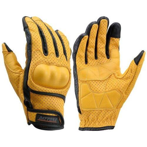 DAYTONA デイトナ デイトナ バイク用 グローブ Sサイズ イエロー カウレザー パンチングメッシュ プロテクト タッチパネル対応 春夏秋 本革 HBG-130 18919