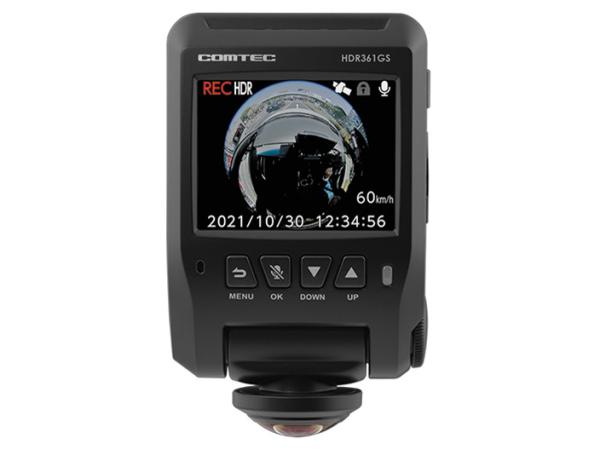 COMTEC コムテック コムテック ドライブレコーダー HDR361GS 360°カメラで全方位を録画 microSDカードメンテナンスフリー対応 32GBmicroSDカード付属 日本製 3年保証 常時録画 衝撃録画 GPS 駐車監視 補償サービス2万円