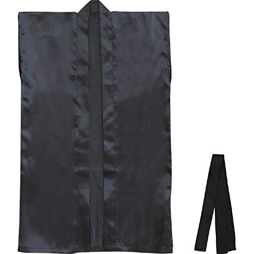 ARTEC ソフトサテンロングハッピ L 黒 (ハチマキ付)