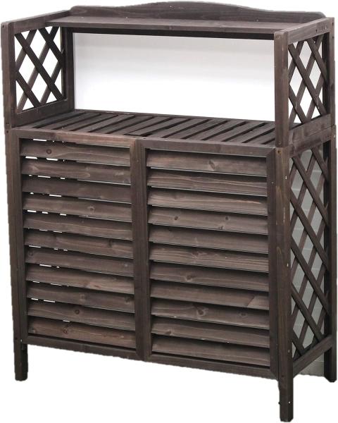 リビングアウト(Living Out) 継式木製棚付エアコンラックダークブラウン 【TAN-996(DBR)】