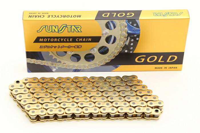 KUNIMI 国美コマース SUNSTAR(サンスター)モーターサイクルチェーン 530サイズ 104リンク ゴールドカラー