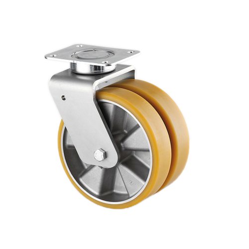 テンテキャスター(Tentekyasuta) テンテキャスター 重荷重用高性能双輪キャスター“DELTA TWIN”(ポリウレタン車輪・メンテナンスフリー) φ125 自在式 (9940ITP125P63CONVEX 4555)