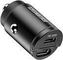 ADTEC アドテック Power Delivery対応 シガーソケットタイプ充電器/45W/USB Type-C 2ポート/ブラック【ACPD-V045C2】
