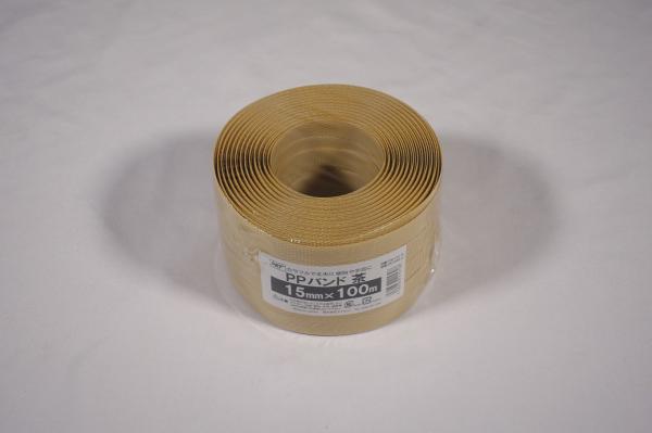 アイネット PPバンド PB-151-9 茶 約15MMX100M