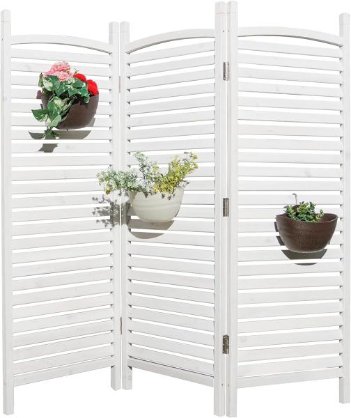 谷村実業 天然木ガーデンパーテーション3連　ホワイト 【TAN-3022-3-WH】