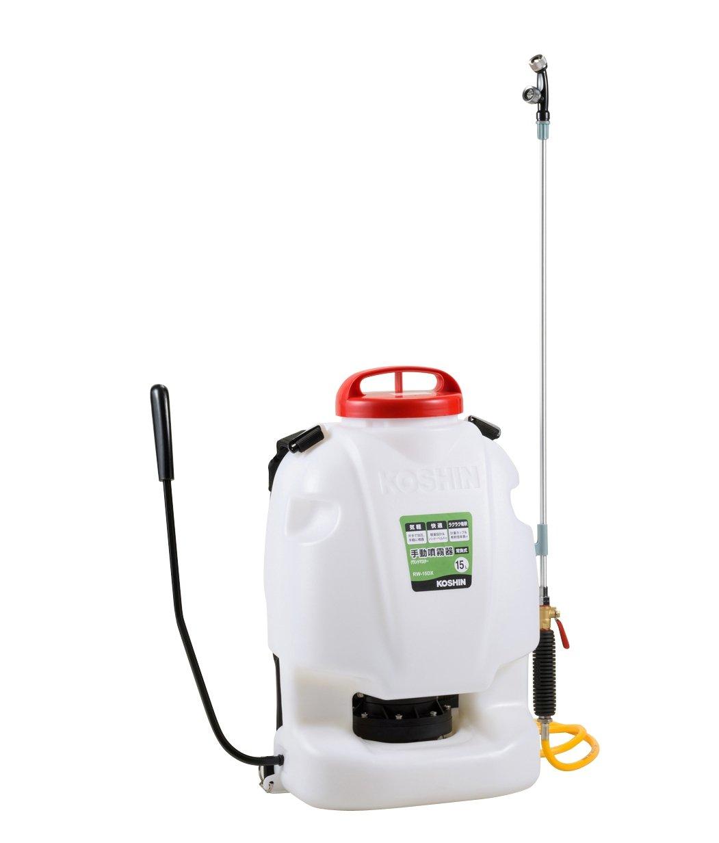 工進(Koshin) 工進(KOSHIN) 背負い式 手動噴霧器 タンク 15L グランドマスター RW-15DX ボールコック 動噴ホース ダイヤフラム ポンプ 人力 加圧 消毒 防除 除草 カバー付き