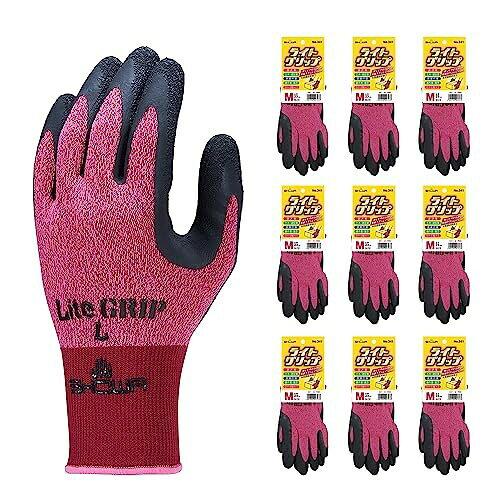 ショーワグローブ(Showaglove) ショーワ 天然ゴム背抜き手袋 まとめ買い NO341 ライトグリップ 10双入 Mサイズ レッド (NO341MR10P 3308)
