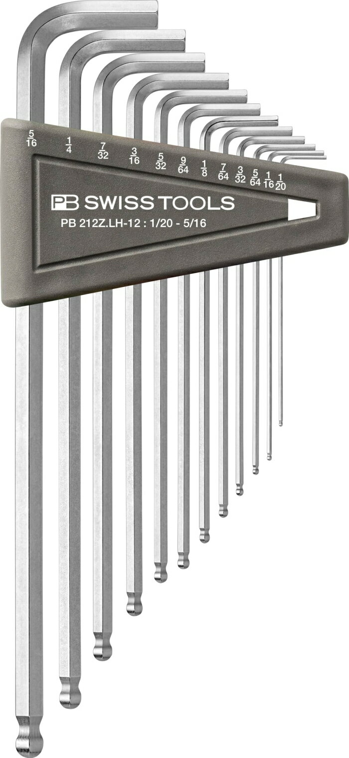 PBスイスツールズ社 212Z.LH-12CBB ボール付六角棒レンチセット インチサイズ 212Z.LH-12CBB