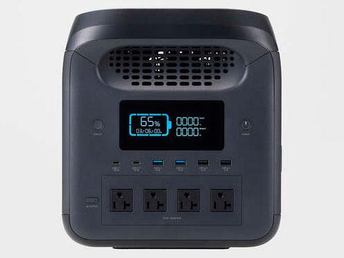 ELECOM エレコム DEPS1200PBK ポータブル電源 大容量 1229Wh リン酸鉄 ポータブルバッテリー 【AC×4 (定格1500W/瞬間最大1950W) Type-C×2 USB-A×4 カーアクセサリーソケット×1】 急速充電 PD DC入力×1 AC入力×1 110V 防災 ブラック