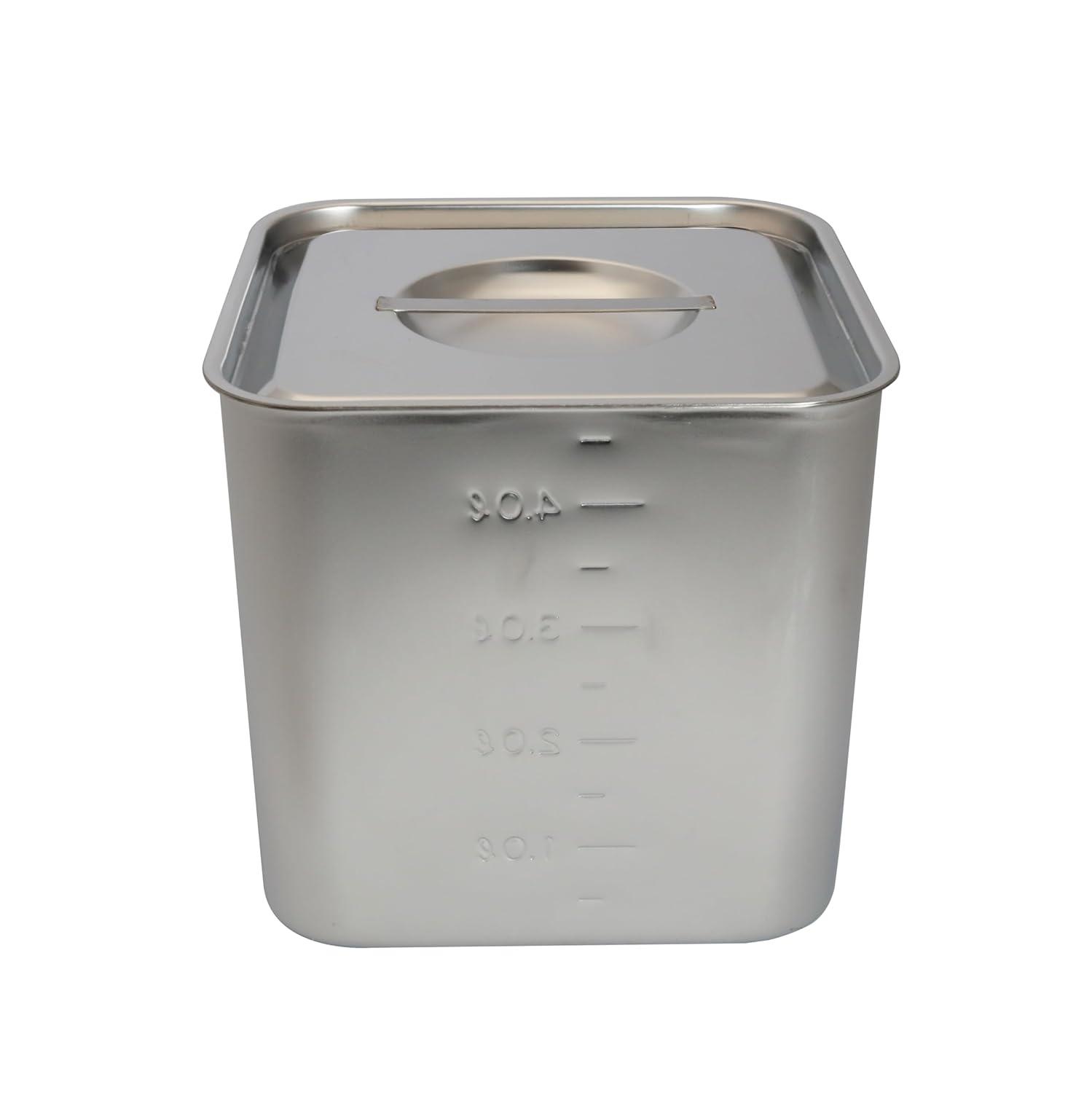 杉山工業 18-8 目盛付深型角キッチンポット(フタ付) 5L SH-4217D 1個