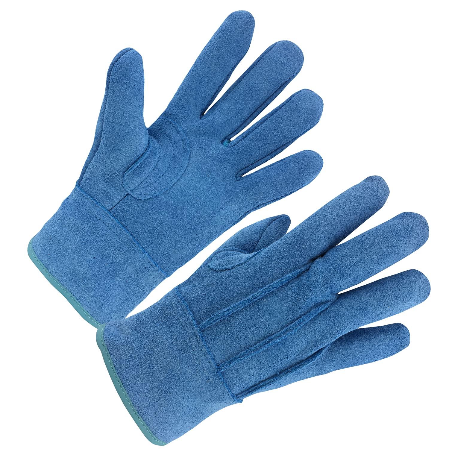 エースグローブ 現場系女子 牛床革外縫い内綿 ブルー Mサイズ AG2554