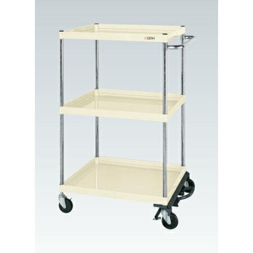 サカエ CSパールワゴン中量タイプ フットブレーキ付 アイボリー CSP-75123BRNUI (2 ...