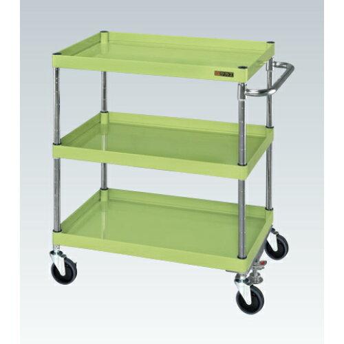 サカエ CSパールワゴン中量タイプ フロアストッパー付 グリーン CSP-7573FSSE (2229579)