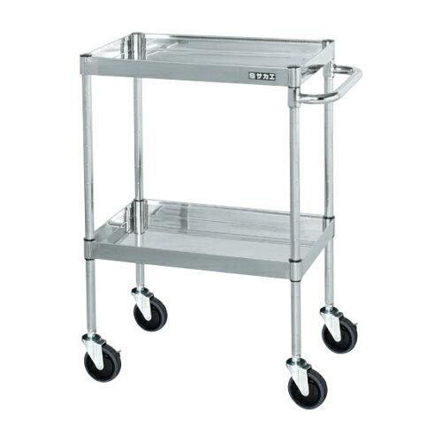 サカエ ステンレスCSパールワゴン H880mm 棚板2段 スチール CSP4-7582SE (2230795)