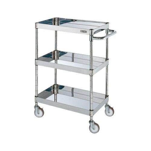 サカエ ステンレスCSパールワゴン H880mm 棚板3段 スチール CSP3-6083NU (2230811)