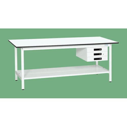 サカエ 軽量作業台KAタイプ 抗菌加工 キャビネット3段付 中板付 900×750×740mm KA-097CTMW (2228267)