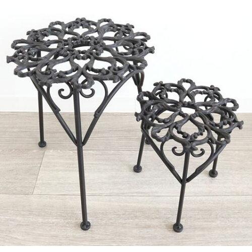 Flower Stand - かわ畑貿易 アンティーク調 花台 プラントスタンド 大小2個SET 1407IFH009 (2276204)