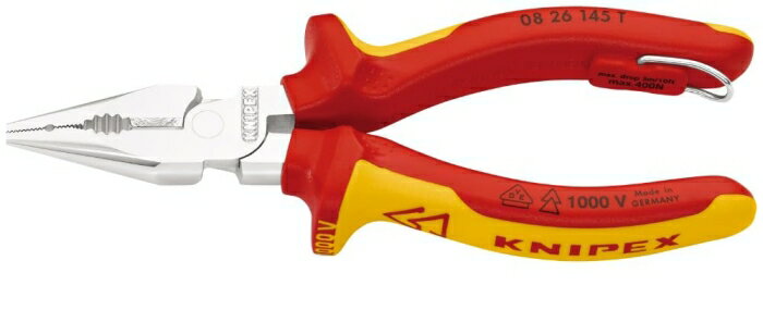 クニペックス KNIPEX 0826-145T 絶縁ニードルノーズペンチ 落防