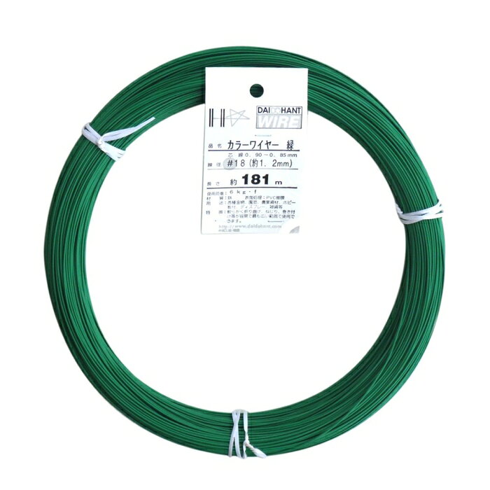 ダイドーハント DAIDОHANT カラーワイヤー 緑 #18(1.2mm) 1Kg巻 (00054016 6111)