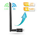 WiFi 無線LAN子機 1200Mbps USB3.0 5dBi用 デュアルバンド 5GHz帯（867Mbps）/2.4GHz帯（300Mbps）802.11ac/11n/11g/11b と互換