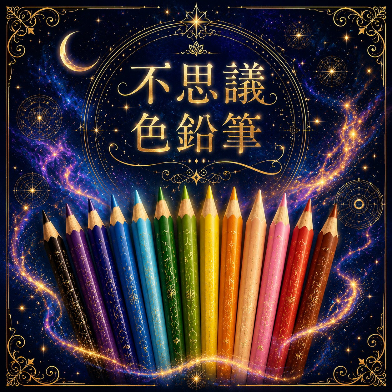 【普通郵便送料無料】【12色全色】【FQT曼荼羅塗絵&100夢リスト（裏表）付】不思議色鉛筆～1万人が無料で体験した不思議色鉛筆の不思議アイテム波動グッズ　高波動変換システム　波動アイテム量子力学興味きっかけアイテム
