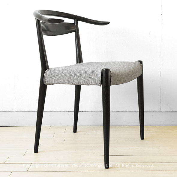 日進木工/WOC-132 ダイニングチェア オーク材 受注生産商品 椅子 木製 北欧 ブラック 軽量チェア カバーリング仕様