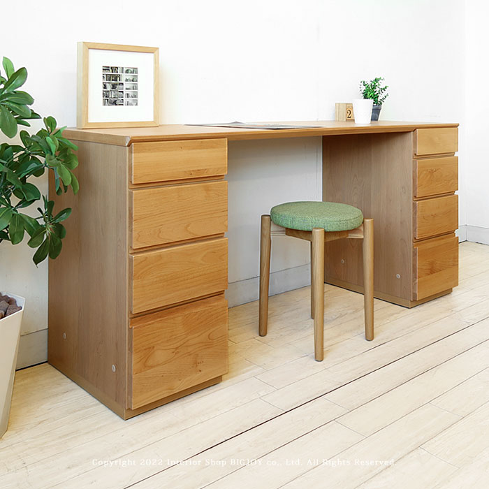 ユニットデスク ワーキングデスク カウンターデスク 両袖 開梱設置配送 幅150cm 間仕切り家具として置けるリバーシブル設計 裏面化粧 アルダー材 [2]