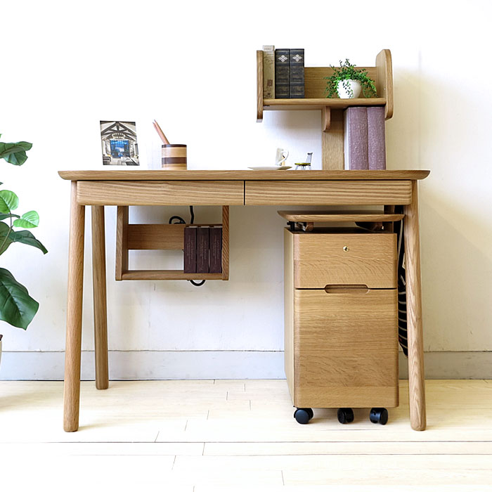 【足元シェルフのみ】飛騨産業/TF309S、TF309SU デスクシェルフ 本棚 受注生産商品 ナラ材 ナラ無垢材 ウォールナット材 木製 学習デスクとセットで使える [3]