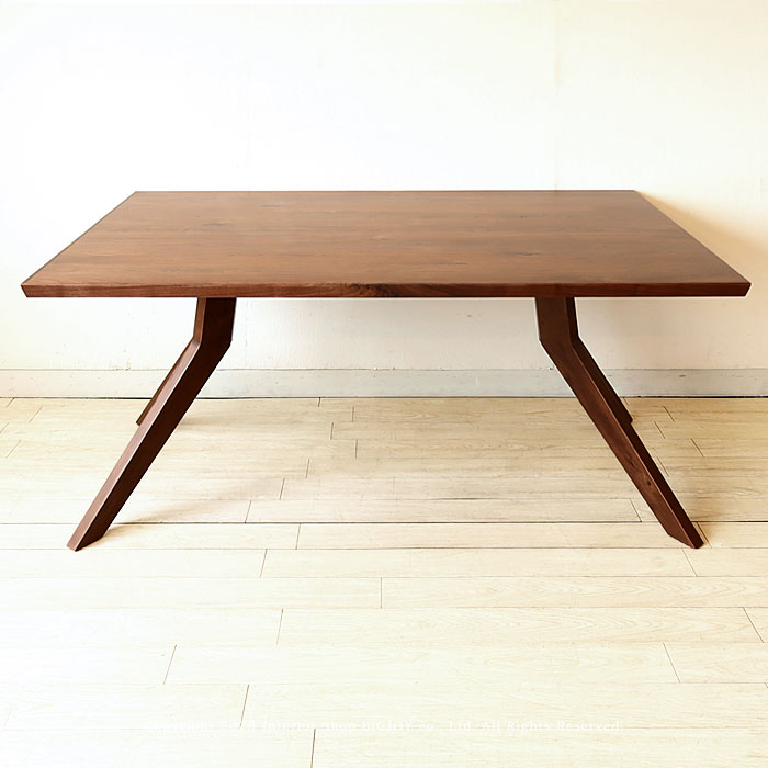 【W1500/W1800・ダイニングテーブル】 食卓 逆Y字脚 幅150cm、180cm 4人掛け、6人掛けテーブル ラバー材 ウォールナット突板 カフェテイスト ※チェア別売り