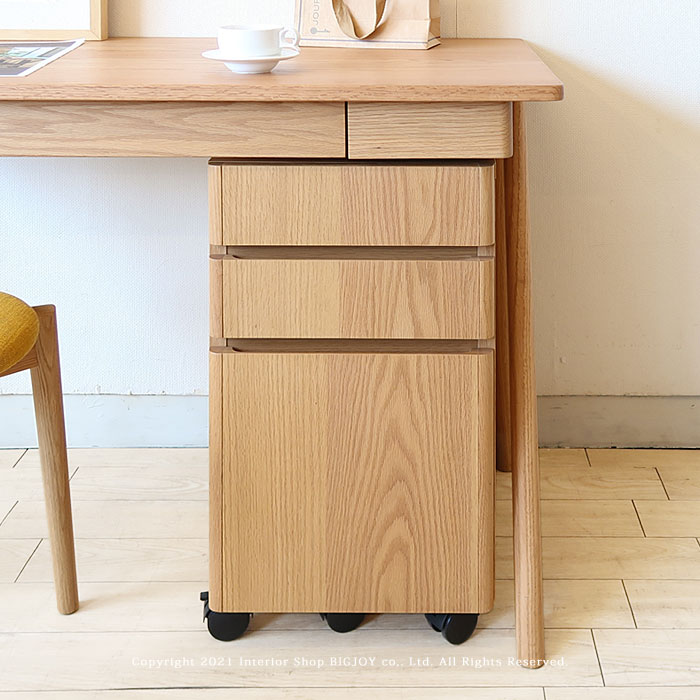 アウトレット展示品処分 IKASAS イカサ デスクワゴン チェストワゴン デスクチェスト オーク材 学習デ..