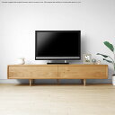 W1600、W1800、W2000 オーク材 テレビボード ローボード テレビ台 扉を閉めたままデッキのリモコン操作ができる木扉 北欧家具 丸みのある
