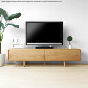 W1600、W1800、W2000 オーク材 テレビボード ローボード テレビ台 扉を閉めたままデッキのリモコン操作ができる木扉 北欧家具 丸みのある