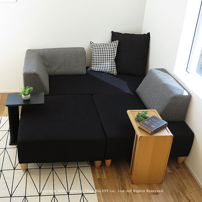 【W1720ソファ+W860オットマン×2+W860背クッション+W640背クッションの5点セット】86ソファ 島ソファ L字ソファ 3Pソファ 3人掛けソファ 2Pソファ 背クッションがないフラットソファ オットマン 受注生産商品 86シリーズ 86家具 ハチロクソファ オリジナルソファ