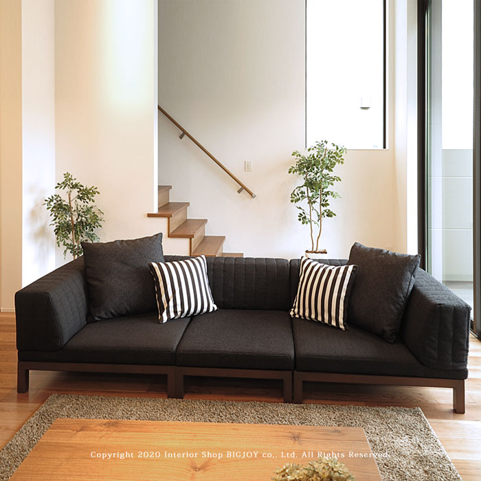 3人掛けソファ 3Pソファ アームレスと右コーナーと左コーナーのセット 1シート毎に分離する 開梱設置配送 受注生産商品 スタイルチェンジソファ(※ピロークッション別売)