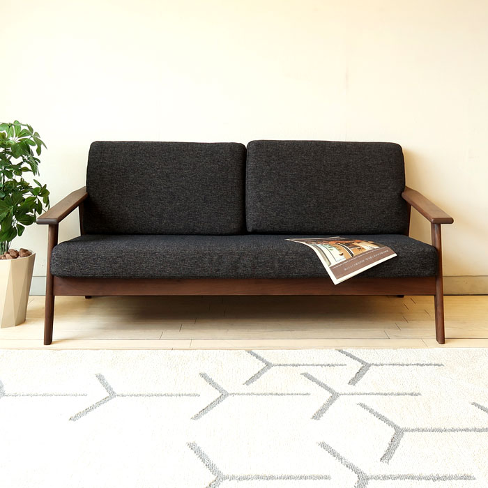 【期間限定特別価格】2.5人掛けソファ 2.5Pソファ カバーリングソファ 国産ソファ 木製ソファ 開梱設置 JOYSTYLE限定 幅164cm ウォールナット材 ウォールナット無垢材 木製フレーム 背格子が魅力的なデザイン SALA-2.5P-WN(3.0)