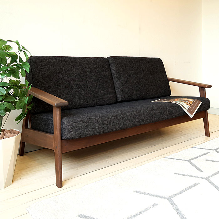 【期間限定特別価格】2.5人掛けソファ 2.5Pソファ カバーリングソファ 国産ソファ 木製ソファ 開梱設置 JOYSTYLE限定 幅164cm ウォールナット材 ウォールナット無垢材 木製フレーム 背格子が魅力的なデザイン SALA-2.5P-WN [2]