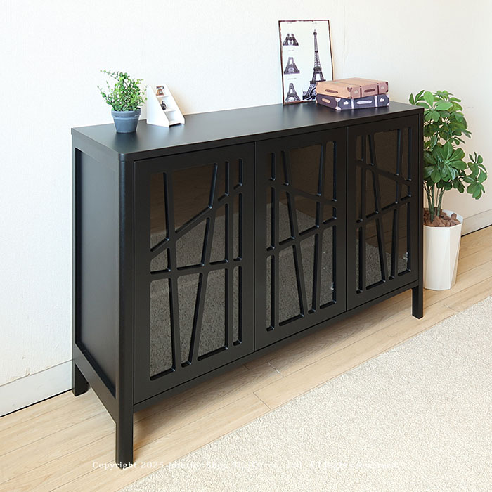 サイドボード キャビネット リビングボード ブラック色 受注生産品 収納棚 幅122cm 幅84cm 奥行40cm 開梱設置配送 ナチュラル オーク材 ウォールナット材