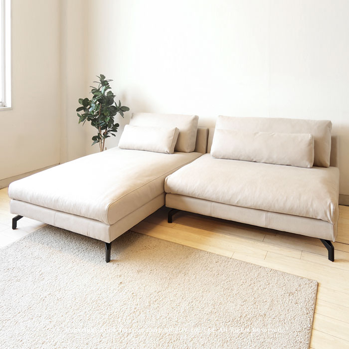 カウチソファ 3人掛けソファ 3Pソファ 右カウチ 左カウチ 幅222cm 開梱設置配送 レザーのような質感 ヨーロピアンスタイル モダンデザイン