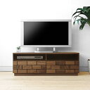 【W1090mm/ウォールナット材】 テレビ台 無垢材をレンガのように貼り合わせた芸術的なデザインのテレビボード