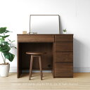 Walnut Wood Furniture／ドレッサーデスク 90 # MEMO商品説明 ウォールナット材を使用したデスクと引き出しユニットと置きミラーを組み合わせた幅90cmのドレッサーデスク。 引き出しの取手は堀り込み式になっており、外観も良くデザインの一部になっています。 また用途に合わせて左右でユニットを自由に組み替えることができ、生活シーンに合わせたレイアウトでお使いいただける機能的な収納ドレッサーです。 また、デスクユニットは天板と足元に配線孔が付いているのでドライヤーやヘアアイロンなどのコードもスマートに配線でき実用的です。 # DETAIL商品詳細 シャープなエッジライン天板の縁と前板の上部は面取り加工が施されており、シャープなデザインに仕上がっています。 コードホール机の足元には配線用のコード孔があるのでパソコンやスタンドライトのコードもスマートに配線していただけます。 置きミラー出かける時には身だしなみをチェックできるシンプルでオシャレなウッドフレームのスタンドミラーです。大きさは55cm×40cmの程良いサイズです。 連結孔それぞれのユニットの側板には連結用のボルト穴が設けてあり、連結しない箇所は付属のキャップで穴を塞げます。 スライドレール付き引き出しデスクの上部には小物類の収納に便利な引き出しが1杯付属しますので、合わせてお使い下さい。 スライドレール付き引き出し、小物収納サイドには化粧品や小物類の収納に便利な引き出しが全部で4杯あり、整理整頓に便利です。 天板、サクリ加工天板の後側には配線孔があるのでデスクと壁の間に隙間が空いてなくてもコードを通すことができます。 # PHOTOS商品画像 # OPTION置きミラー # INFOMATION商品情報 サイズデスク：幅900×奥行450×高さ705mm/置きミラー：幅552×奥行145×高さ400mm/スツール：幅370×奥行300×高さ420mm 素材表面材：ウォールナット無垢材・ウォールナット突板/天板：ウォールナット突板/側板：化粧合板/引き出し：桐材・桐合板 塗装ウレタン塗装（F☆☆☆☆） 備考【デスクユニット】 引き出し内寸：幅510×奥行375×高さ45mm 【引き出しユニット】 引き出し内寸：1段目：幅210×奥行375×高さ45mm/2〜3段目：幅210×奥行375×高さ100mm/4段目：幅210×奥行375×高さ145mm 天板取付 生産国日本 送料北海道・沖縄・一部地域・離島は別途料金がかかります 配送こちらの商品は開梱設置配達サービス（ヤマトホームコンビニエンス）での配送となります。