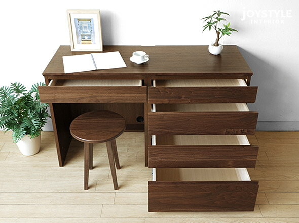 ユニットデスク 幅120cm ウォールナット材 ウォールナット無垢材 木製机 書斎机 デスク 引き出し チェスト(※チェア別売) [2]