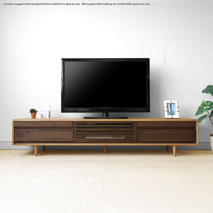 Rakuten - 【幅2000mm/ハイタイプ/タモ材＆ウォールナット材】テレビボード ローボード 角が丸い 北欧テイスト 格子扉 開梱設置配送