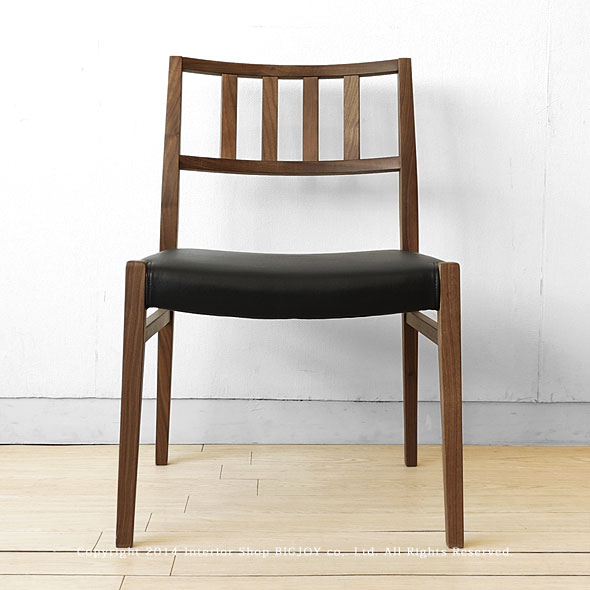 アウトレット在庫処分 モリタイテンリア CBL-5160 ダイニングチェア ウォールナット材 ウォールナット無垢材 木製椅子 男性もゆったり座れるワイドチェア ブラックレザー張り [2]