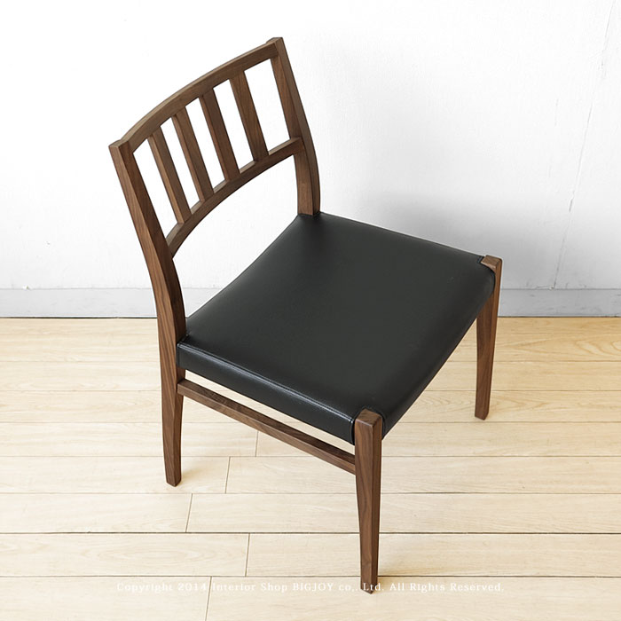 アウトレット在庫処分 モリタイテンリア CBL-5160 ダイニングチェア ウォールナット材 ウォールナット無垢材 木製椅子 男性もゆったり座れるワイドチェア ブラックレザー張り [3]