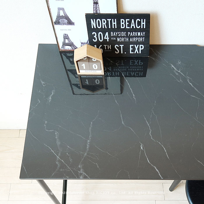 オフィスデスク ゲーミングデスク パソコンデスク 作業机 作業台 モダンデザイン 幅90cm 幅120cm 幅150cm 大理石柄 メラミン天板 ブラック 光沢仕上げ(※チェア別売) [2]