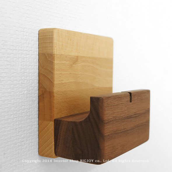 ビーチ材 ビーチ無垢材 ウォールナット材 オイル仕上げ 毎日使うものを置いておくのに便利な壁面収納トレー スマホスタンド リビング壁面収納 [2]