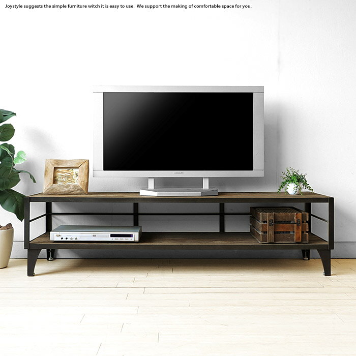 Rakuten - テレビ台 ニレ古材とスチールを組み合わせたレトロな雰囲気を漂わせるヴィンテージのテレビボード 幅148cm ニレ無垢材 ニレ古木 木製